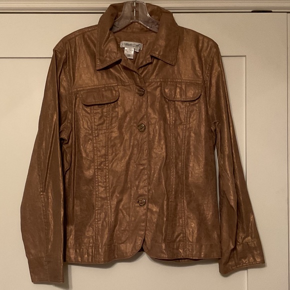 Women’s Coldwater Creek Size Medium Gold Tapestry Tone Jacket - Picture 1 of 5